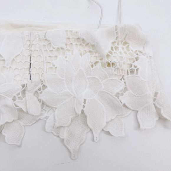Free People Rumer Tropez White Lace Crochet Crop Top Med NWT - Picture 5 of 9